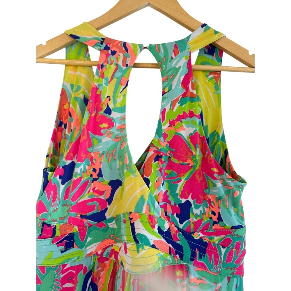 Lilly Pulitzer Loro Maxi Dress Parrot Party Tropical Floral Pink Green Size M - Picture 4 of 8